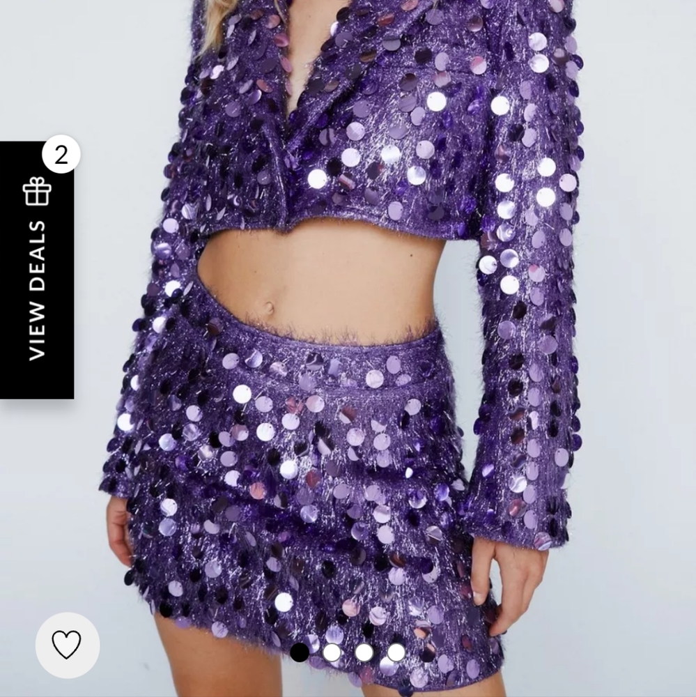 Nasty Gal sequin purple blazer and mini skirt NWT Taylor swift eras tour - Picture 4 of 9